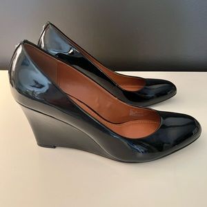 Coach size 8.5 patent leather black wedge heels